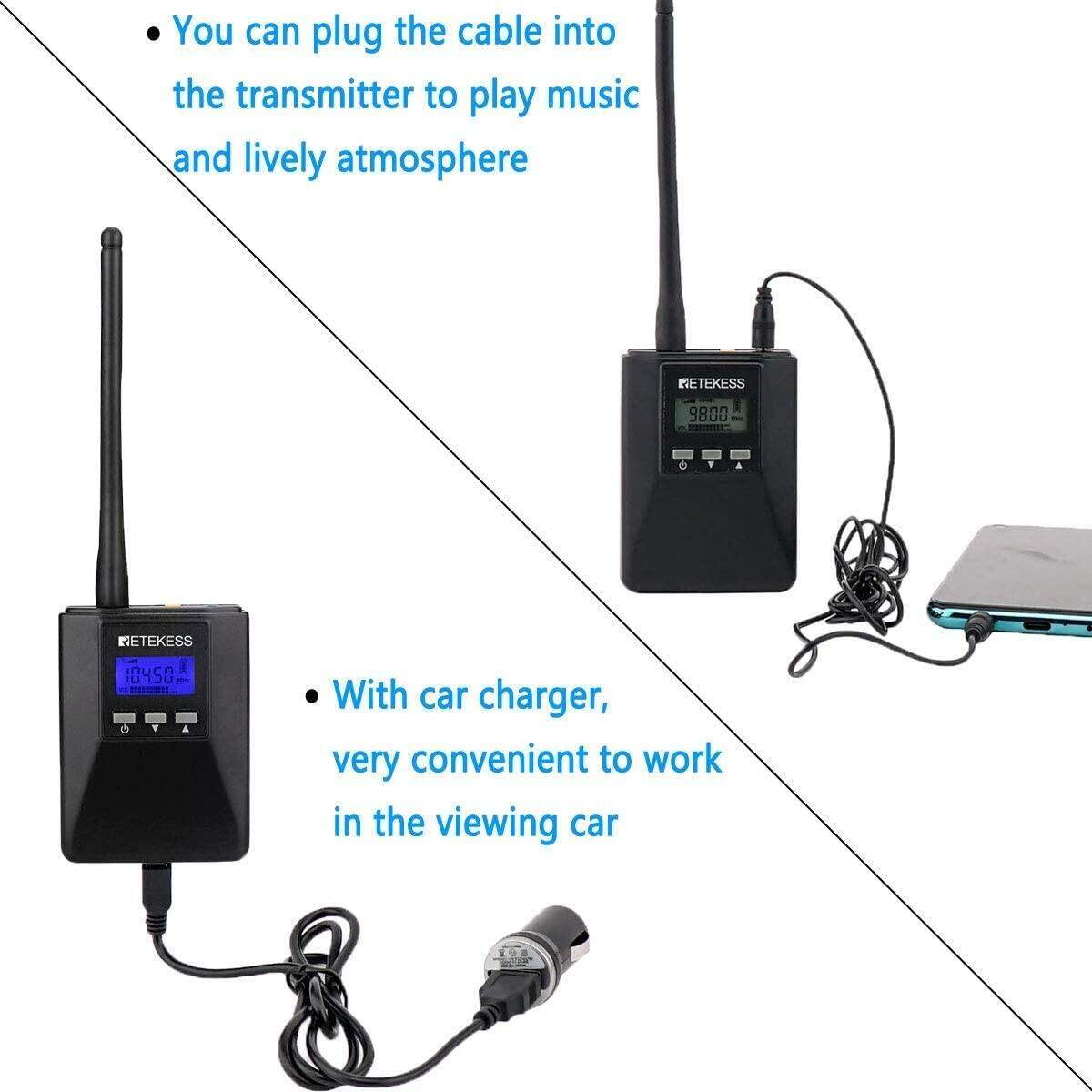 Retekess TR506 Portable FM Transmitter, Low Power FM Transmitter for Church Parking Lot, 400M Long Range Broadcast Stereo Radio Station for Drive-in Movie, Whole House, Tour Guide. 