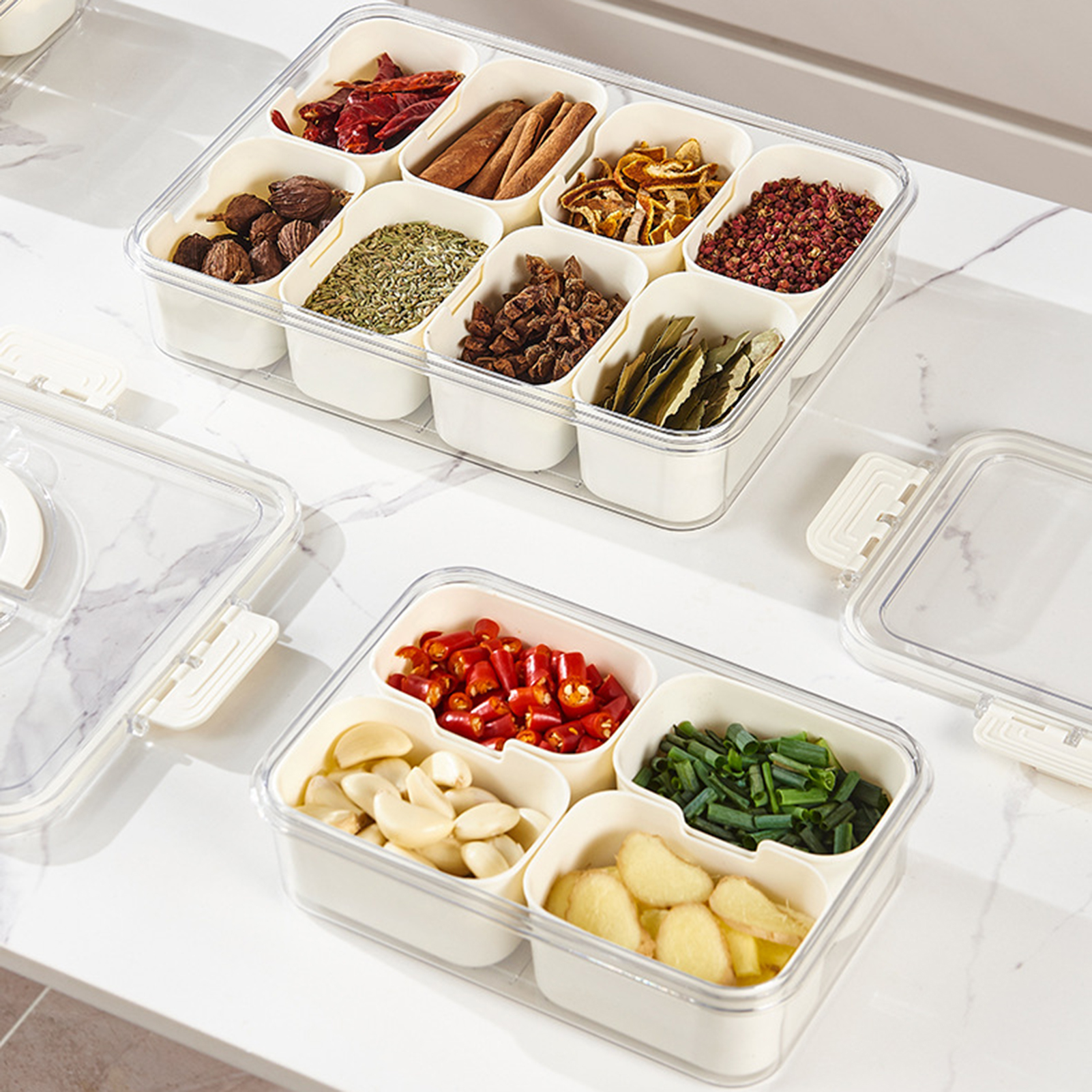 8 Gird Spice Storage Box Seasoning Box Lid Food Grade-Large 21 8 Gird Spice Storage Box Seasoning Box Lid Food Grade-Large