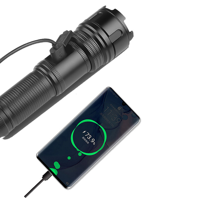 30W LED Long-Range Throwing LED Flashlight Digital Power Display Strong USB Rechargeable Aluminum Alloy Torch Light-Type A. 