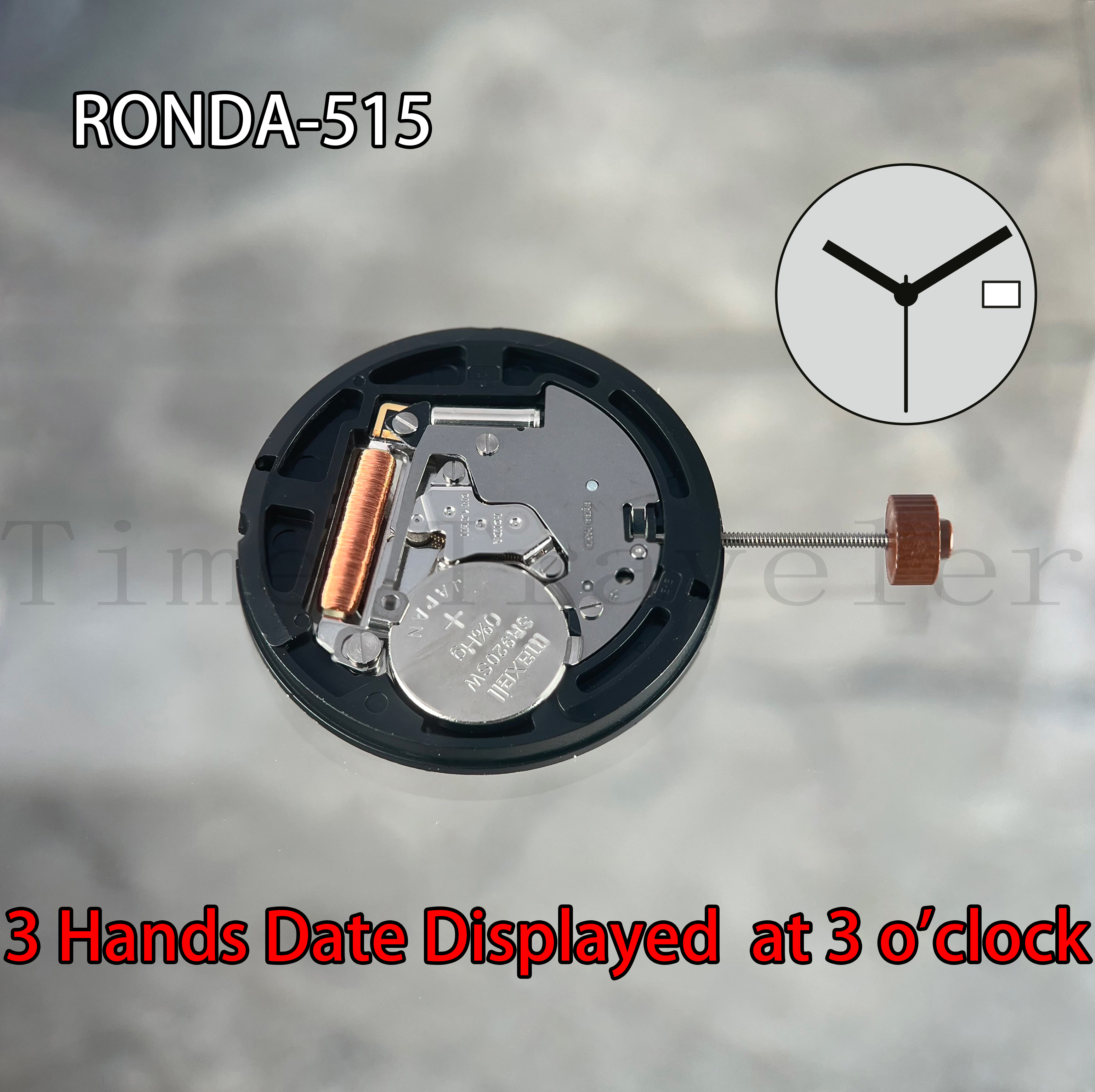 515 Ronda Quartz Movement Powertech Ronda-515-3 Size 3mm 11''' 25.60 Mm 3 Hands Date Displayed At 3 O'clock. 