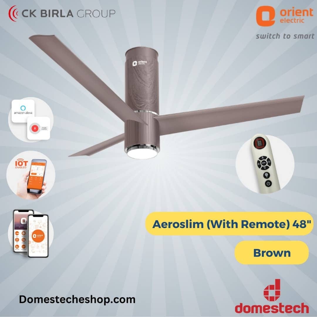 Orient Aeroslim BLDC Motor 48" Smart Inverter Ceiling Fan with IOT, Remote & Under Light (Brown). 