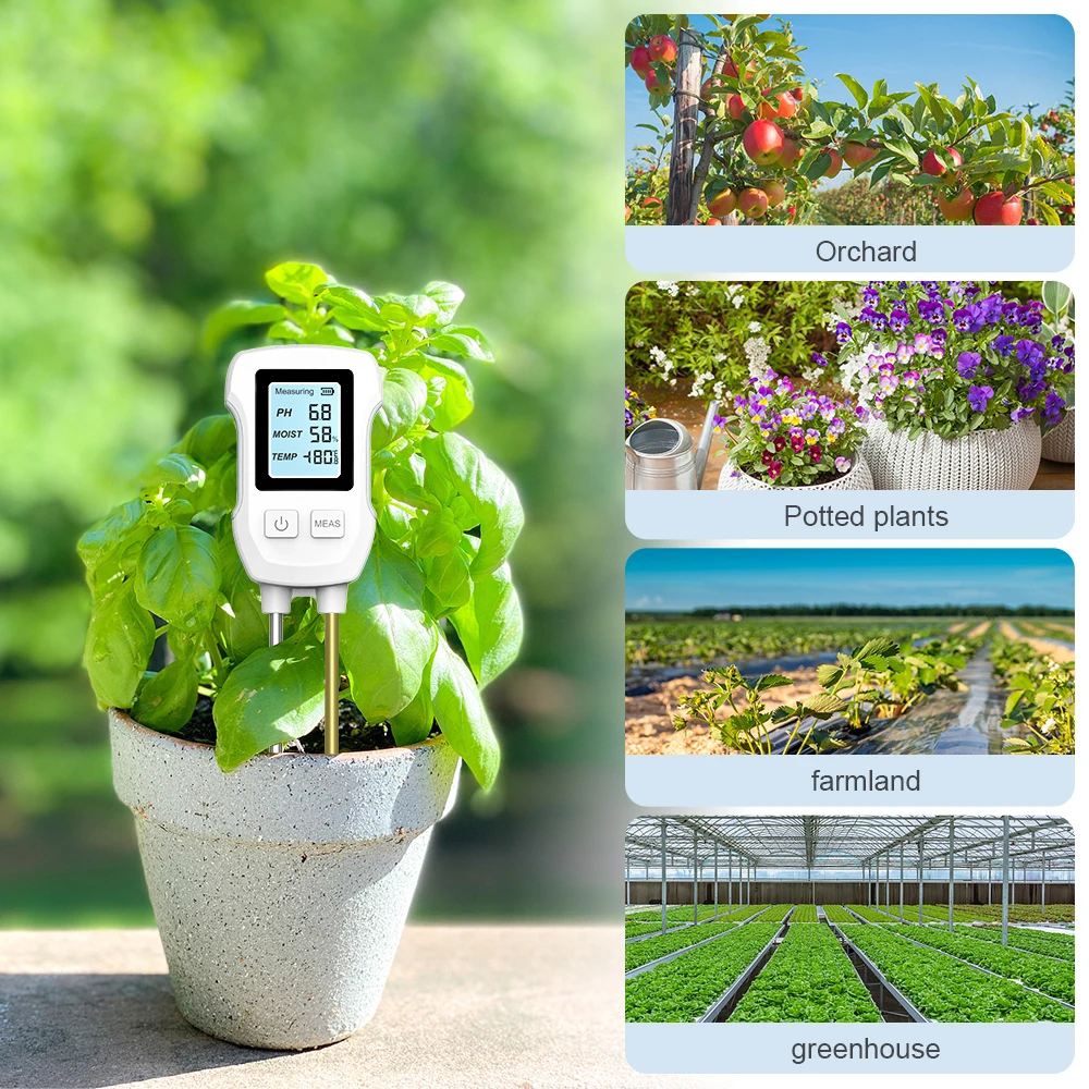 YIERYI Soil pH Meter, 3-in-1 Digital Soil pH/Soil Moisture/Temperature Meter Double Probe High-Precision Soil Tester with Backlight for Garden, Lawn, Vegetable Orchard. 