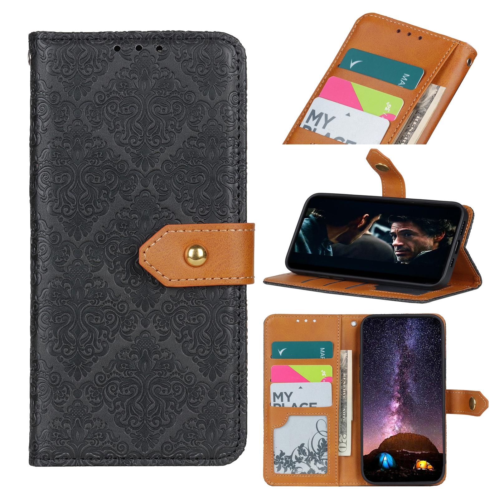 (New)For Sony Xperia 5 II European Floral Embossed Copper Buckle Horizontal Flip PU Leather Case with Holder & Card Slots & Wallet & Photo Frame