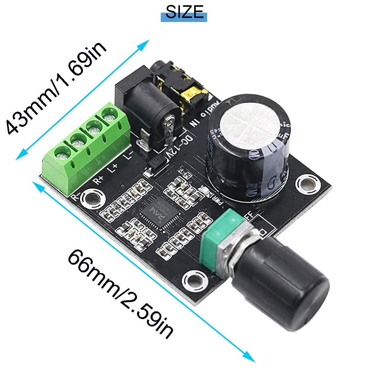 PAM8610 Mini Class D Stereo Amplifier Audio Module DC 12V 10W+10W. 