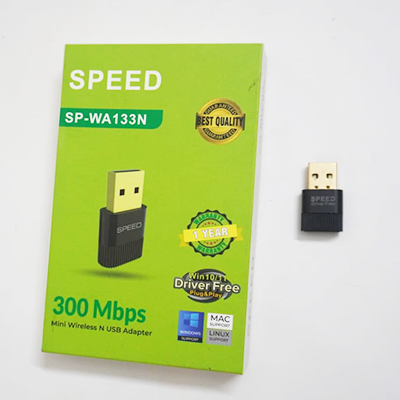 SPEED Mini Wireless N USB Adapter 300mbps_SP-WA133N_Best Quality Fast Wifi Connector for PC, Gaming Console, Laptop, Notebook, Mini Wifi Connector 300mbps-Windows, Mac and Linux
