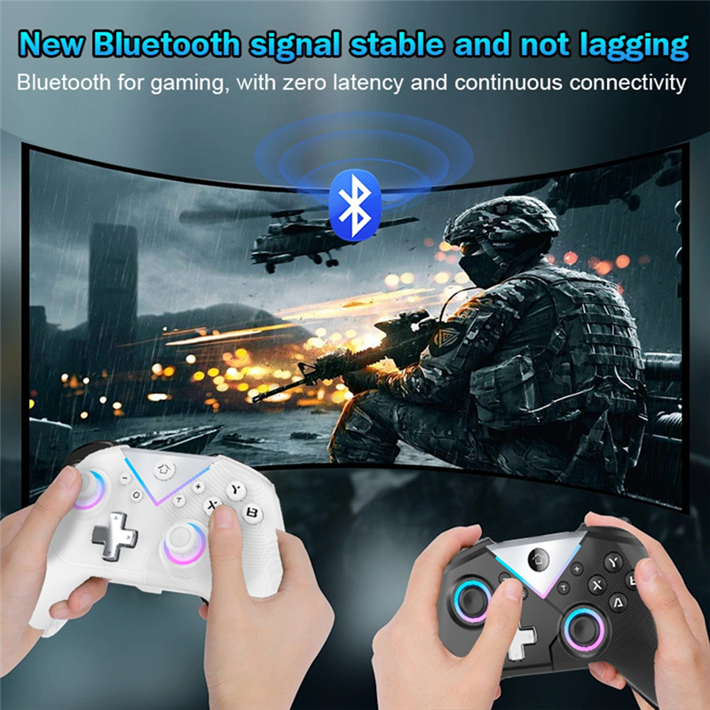 Game Console Six-Axis with Macro Programmable Wireless Bluetooth Controller Game Controller for Install Easy to Use Black. 
