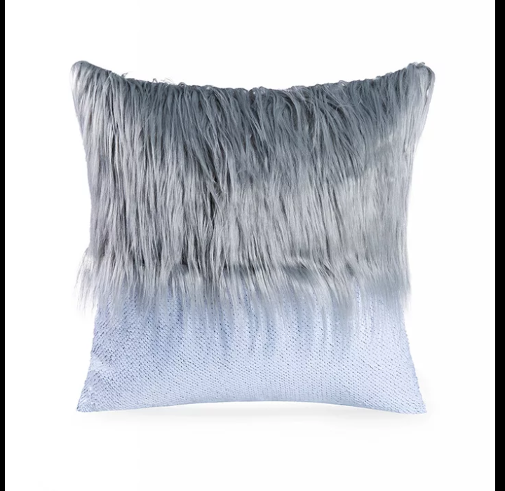 New Plush Pillowcase Soft Wool Gold Silver Furry Cushion Cover