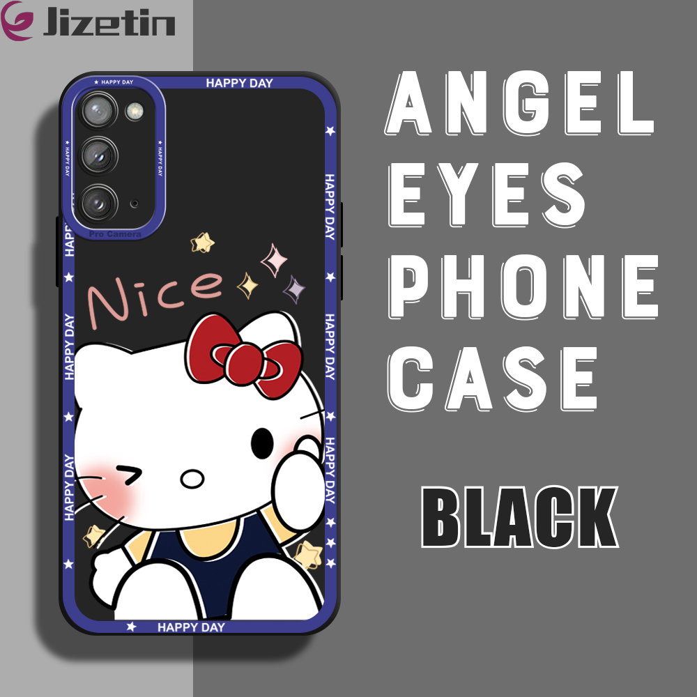 Jizetin for Samsung Galaxy Note20 Back Cover Sweet Kitty Lens Full Protection Frame Phone Case Soft TPU Shockproof Mobile Phone Cases