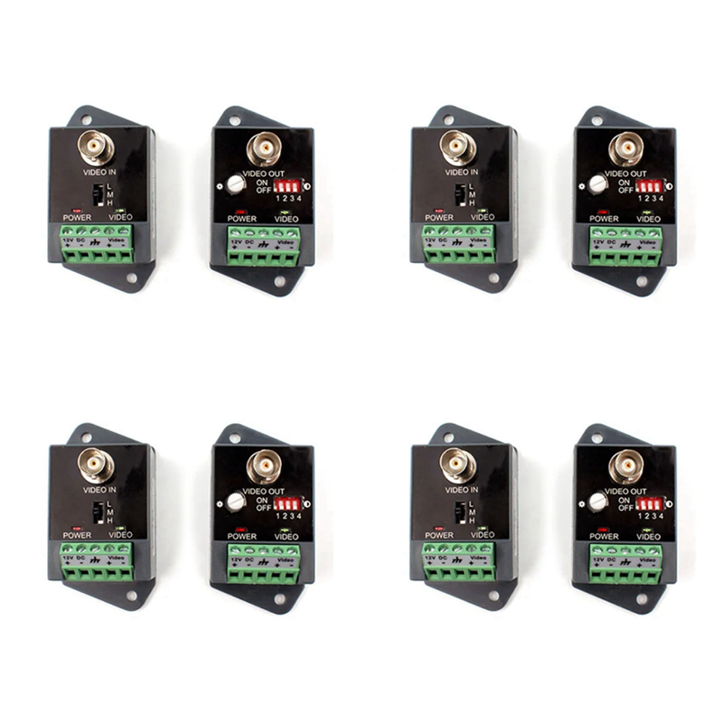 4X Single-Channel Active Video Balun for CCTV HD-TVI CVI AHD Active HD Video Transceiver