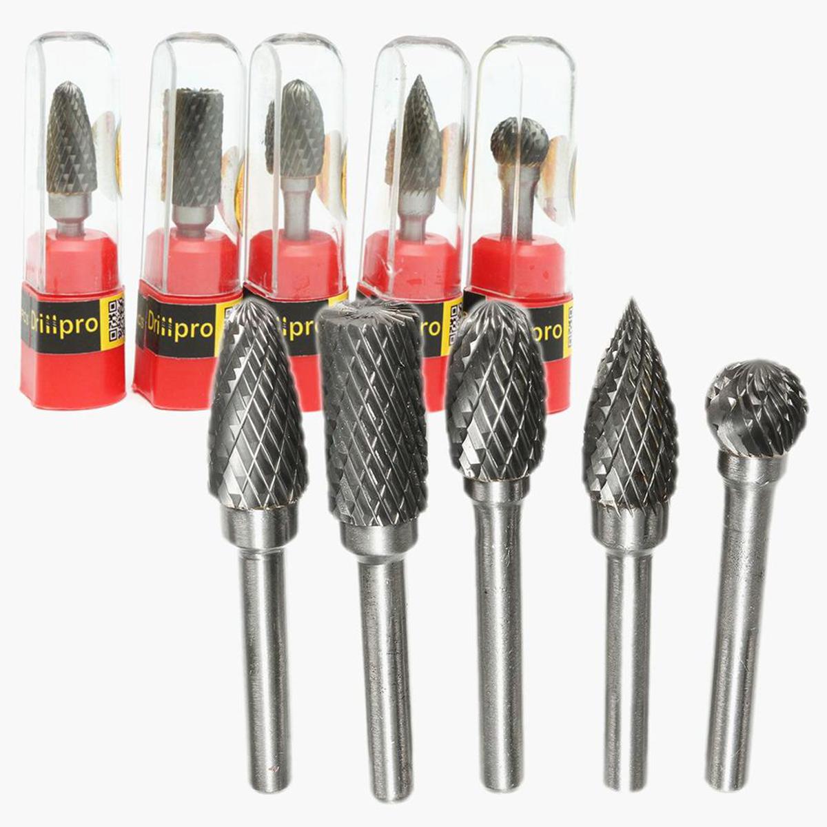 KOGEEK 5Pcs 12mm Tip Tungsten Carbide Rotary Cutter Point Burr Die Grinder Bit 6mm Shank