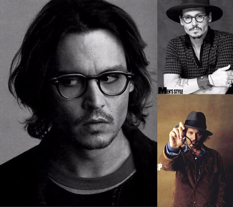 【happy one】1932 C1Fashion Johnny Depp Lemtosh Style Round Sunglasses Transparent Lens Brand Design Show Sun Glasses Oculos De Sol. 