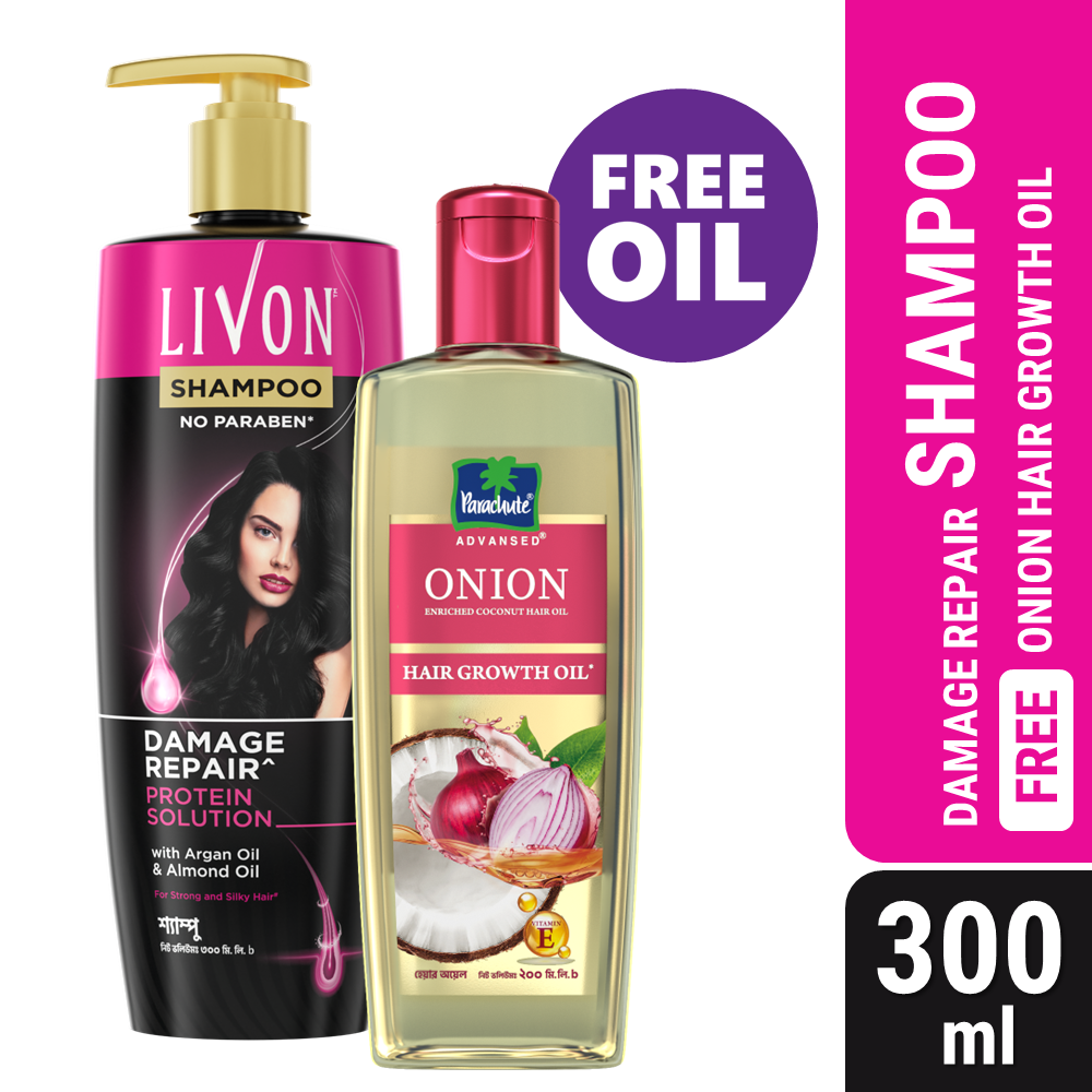 Livon Damage Repair Protein Shampoo 300ml (FREE Parachute Advansed