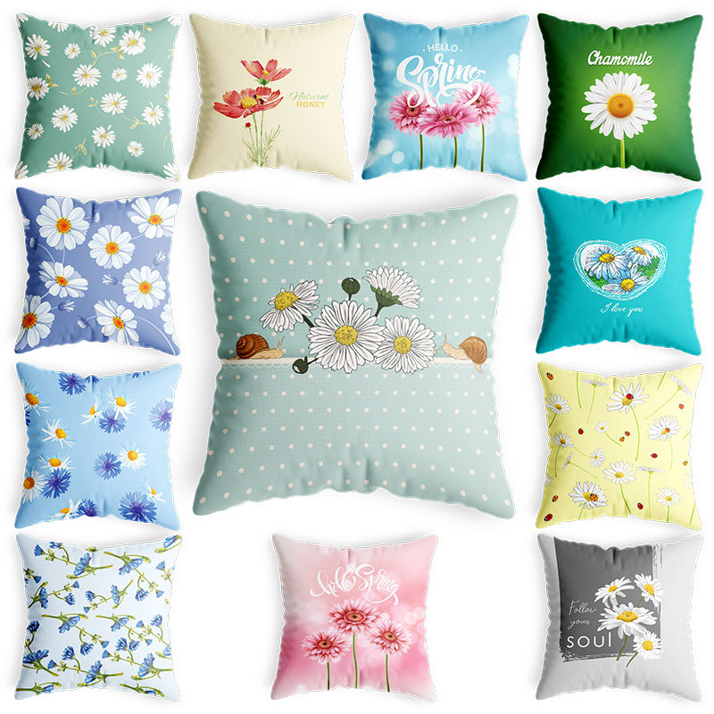 Mr. Bag Daisy Print Pillow Cover Fresh and Sweet Romantic Cushion Cover Creative Home Sofa Cushion Cover