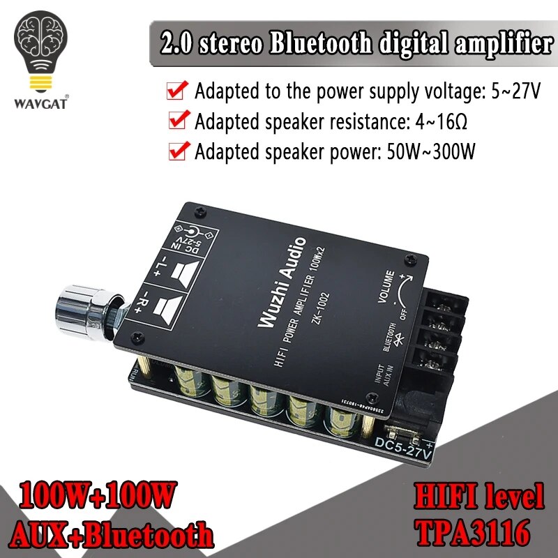【Daily Necessities For Anyone Store】ZK-1002 HIFI 100WX2 TPA3116 Bluetooth 5.0 High Amplifier Board AMP Amplificador Home Theater