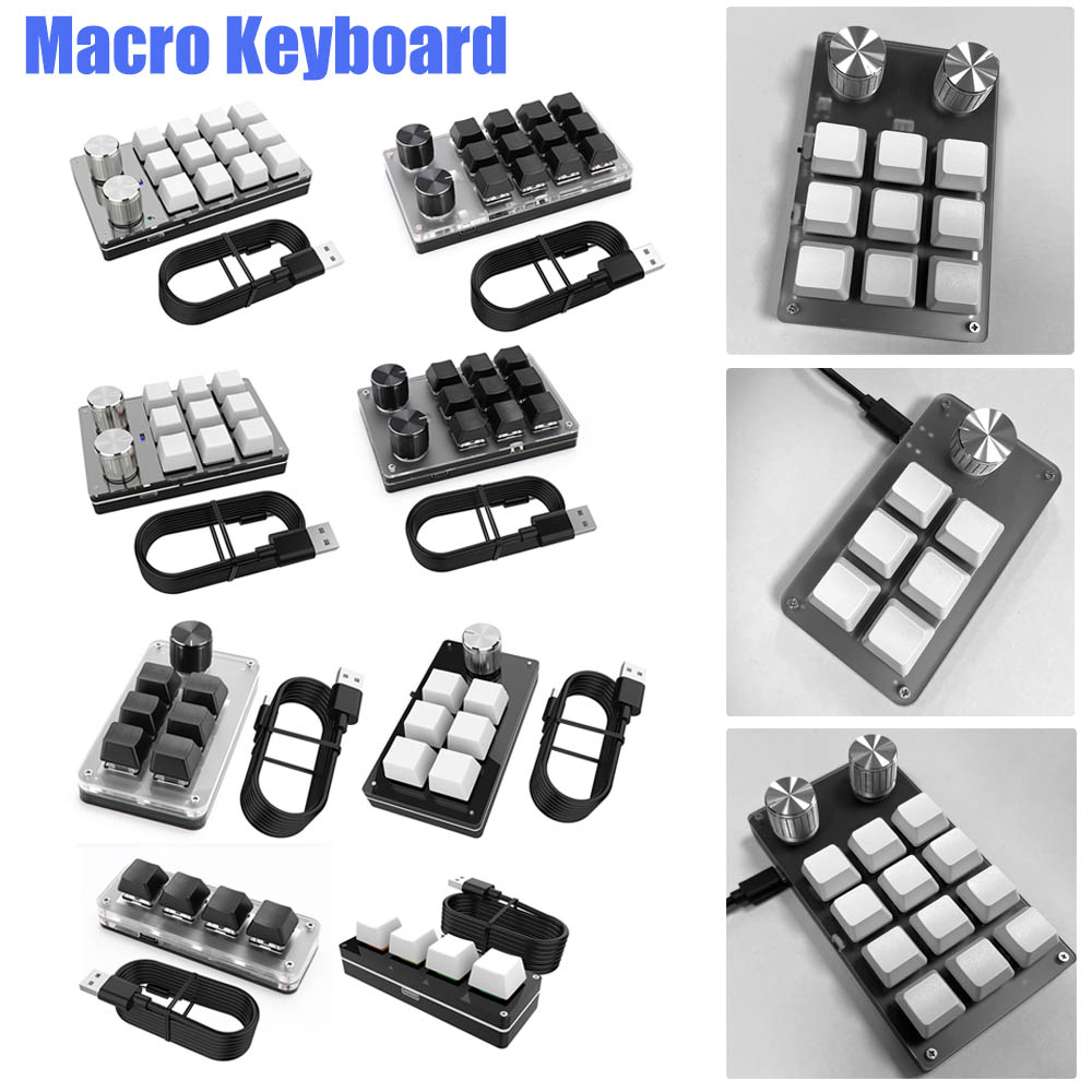 Macro Custom Gaming Keyboard Knob 3 / 4 / 6 / 9 /12 Keys Programmable Hotswap One-handed Mechanical Keypad for PS Drawing