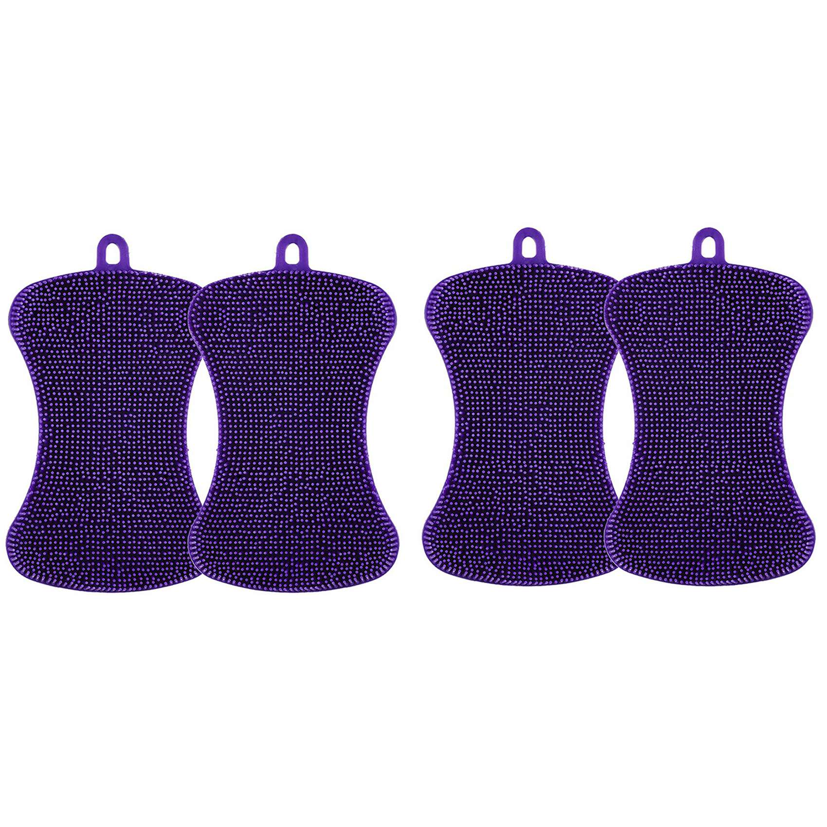 Larger Size Silicone Sponge, for Dishes Washing Kitchen Gadgets,Double Sided Silicone Sponge Brush (Purple,4 PCS)