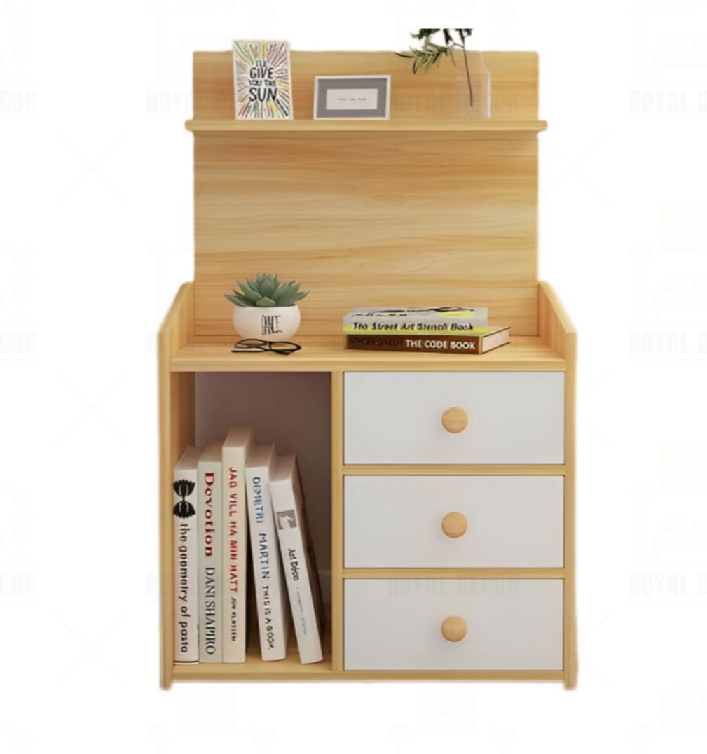 Royal Decor M32 End Table Side Table Bed Side Table With Storage Shelf Night Table Frame For Living Room Study Bedroom- Beech White Finish. 
