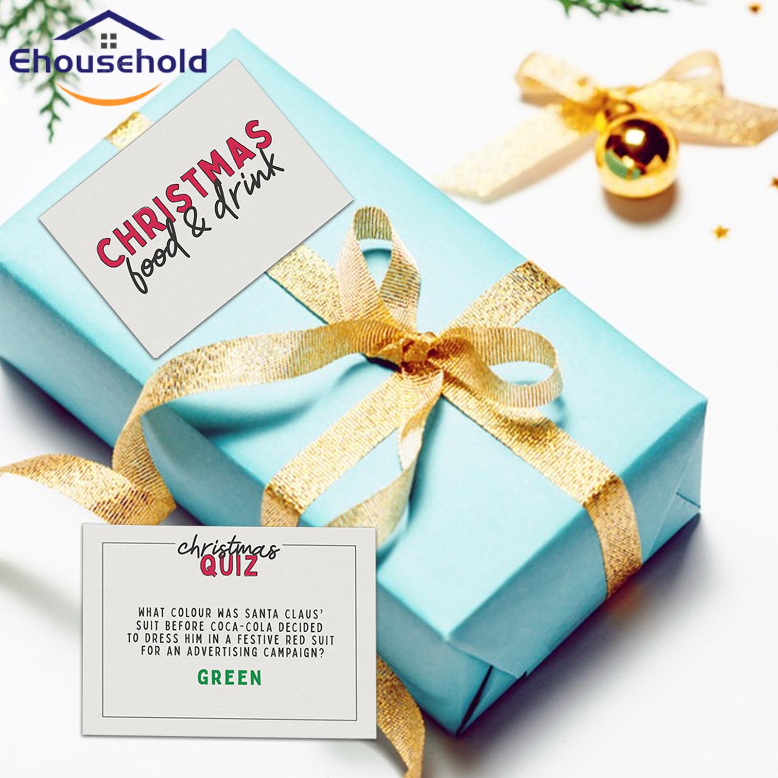 General Knowledge Quiz Card Fun Christmas Trivia Game Card Set Interactive Activity for the Whole Family Perfect Holiday Gift Christmas Quiz Card. 