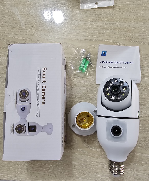 V380 Pro Bulb Wifi Camera E27A Dual Lans Rotatable 360. 