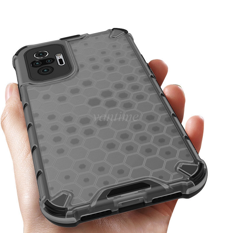 Vantime for Xiaomi Redmi Note 10 pro honeycomb case transparent back anti-fingerprint cover. 