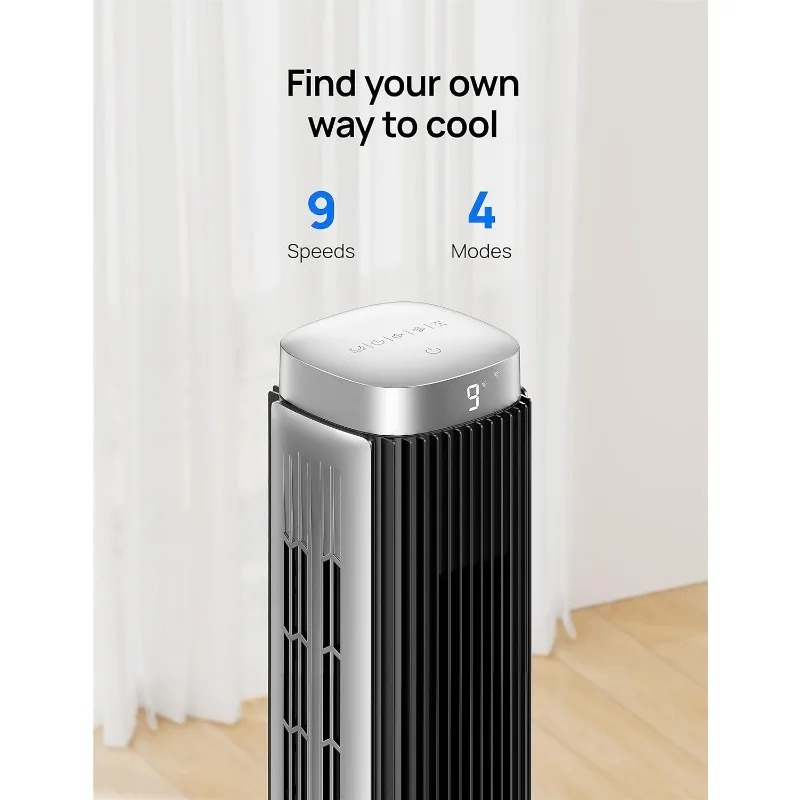 Dreo Tower Fan Smart Voice Control, 25 DB Quiet DC Portable Bladeless Fan, Works with Alexa, Google, App, Remote, 90°. 