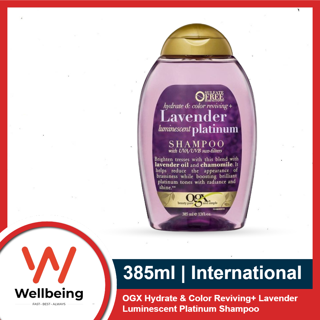 OGX Hydrate & Color Reviving+ Lavender Luminescent Platinum Shampoo 385ml | USA