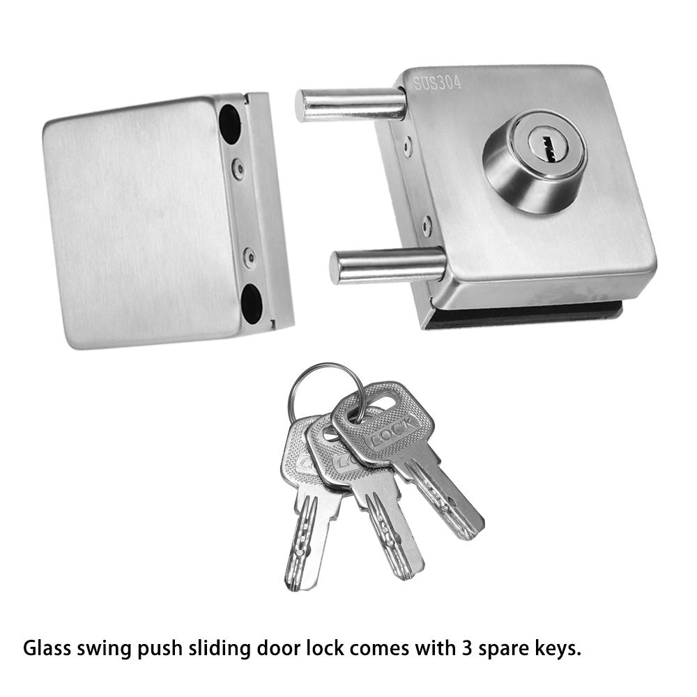 KOGEEK Entry Gate 10-12mm Glass Swing Push Sliding Door Lock with 3 Keys. 