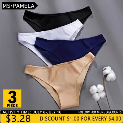 3PCS/Set Cotton Panties Women Underwear Low-Rise Underpants Ladies