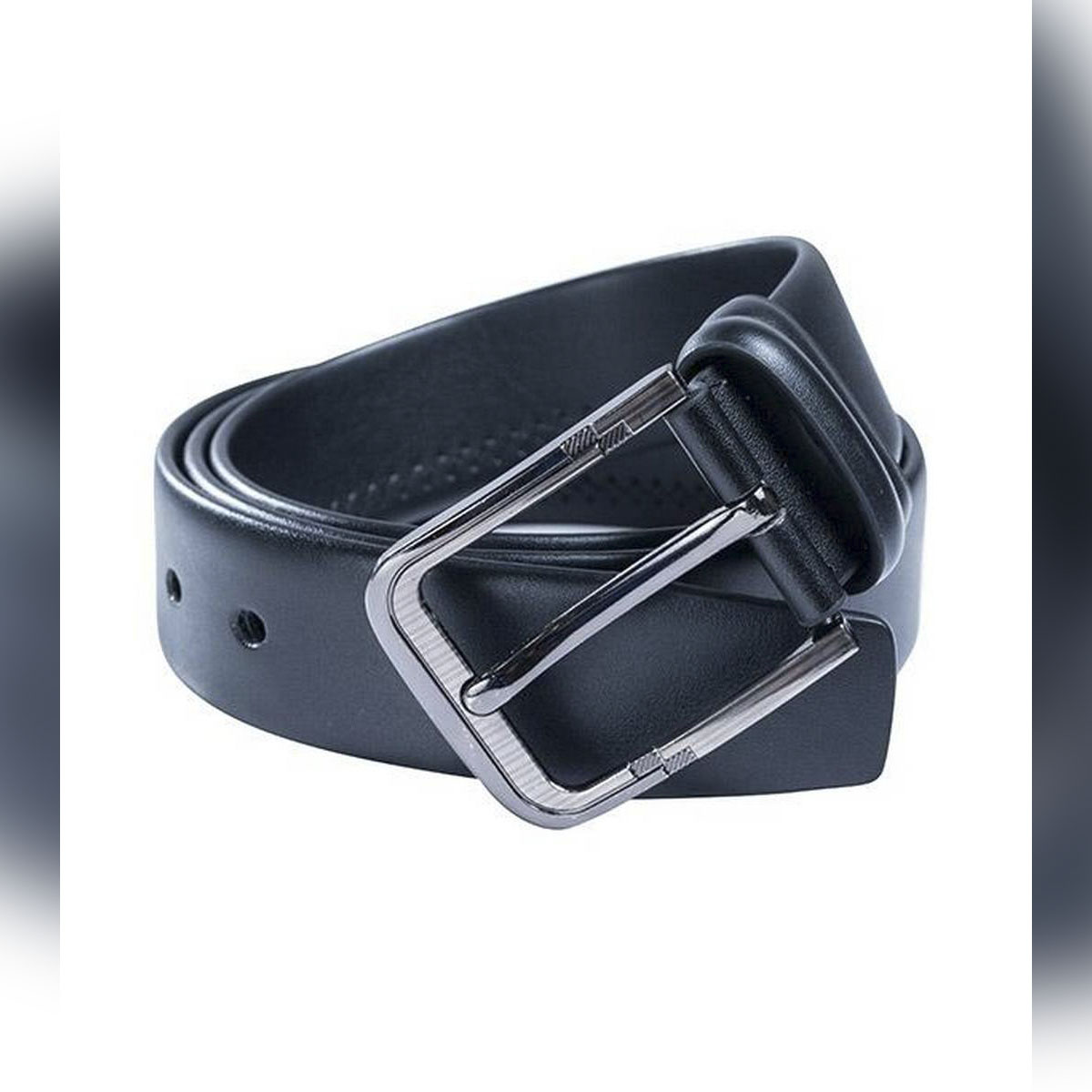 Black artificial leather belt for men 
