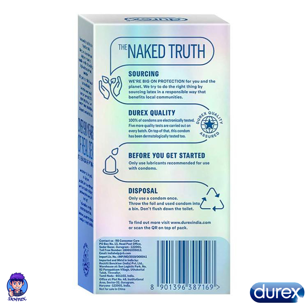 Durex Invisible Super Ultra Thin Condom Large Single Pack 10pcs. 