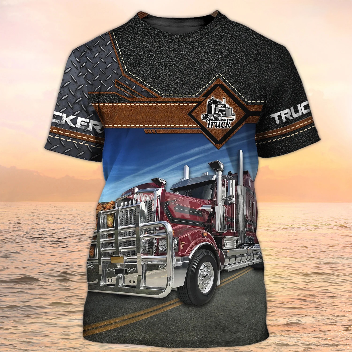 Trucker Shirt Men's T-shirt 3D Truck Print Uniform Short Sleeve Tops 2023 New Harajuku Clothing Summer O Neck Oversized Pullover