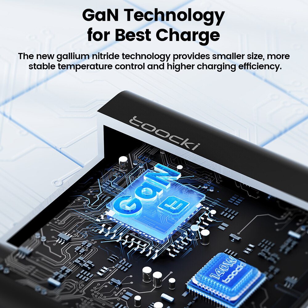 Toocki 140W GaN USB Charger 5in1 Desktop Fast Charge USB Type C Charger LED Display Charger For iPhone Xiaomi Smartphone Laptop. 
