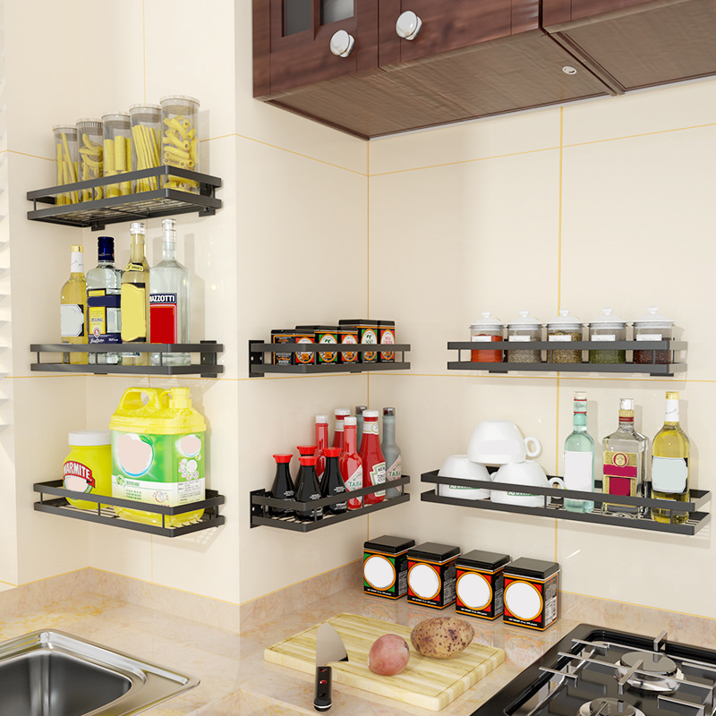 Hygiene Kitchen Wall Bedding Shelf Storage Organizer Shelf Spice Rack Punch Free Storage Rack Silver Guardrail Black 20cm Buy Online At Best Prices In Bangladesh Daraz Com Bd