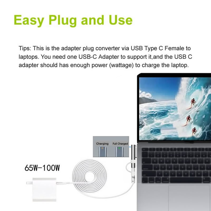 USB Type C Magnetic PD Adapter for Magsafe 1 2 MacBook Air Pro Led Indicator Fast Charging Magnet Plug Converter. 
