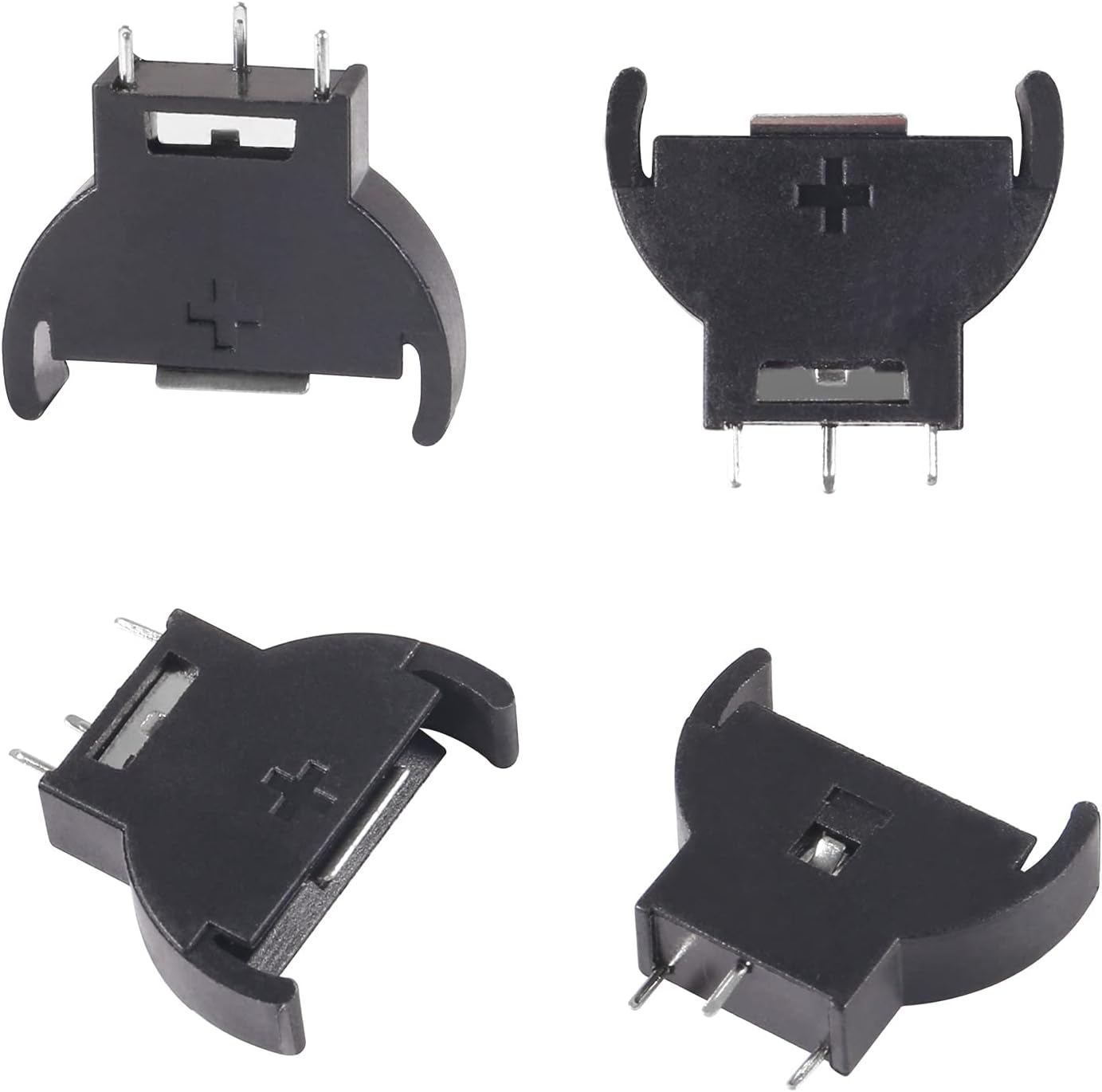 5Pcs - CMOS CR2032 Holder Vertical Battery Holder PCB Mount CR2032 Battery Holder Coin Cell Button Socket Holder Case CR2032 Vertical Coin Cell Button Battery Holder Case 3 Pin CR2032 Solder Mounting Lead