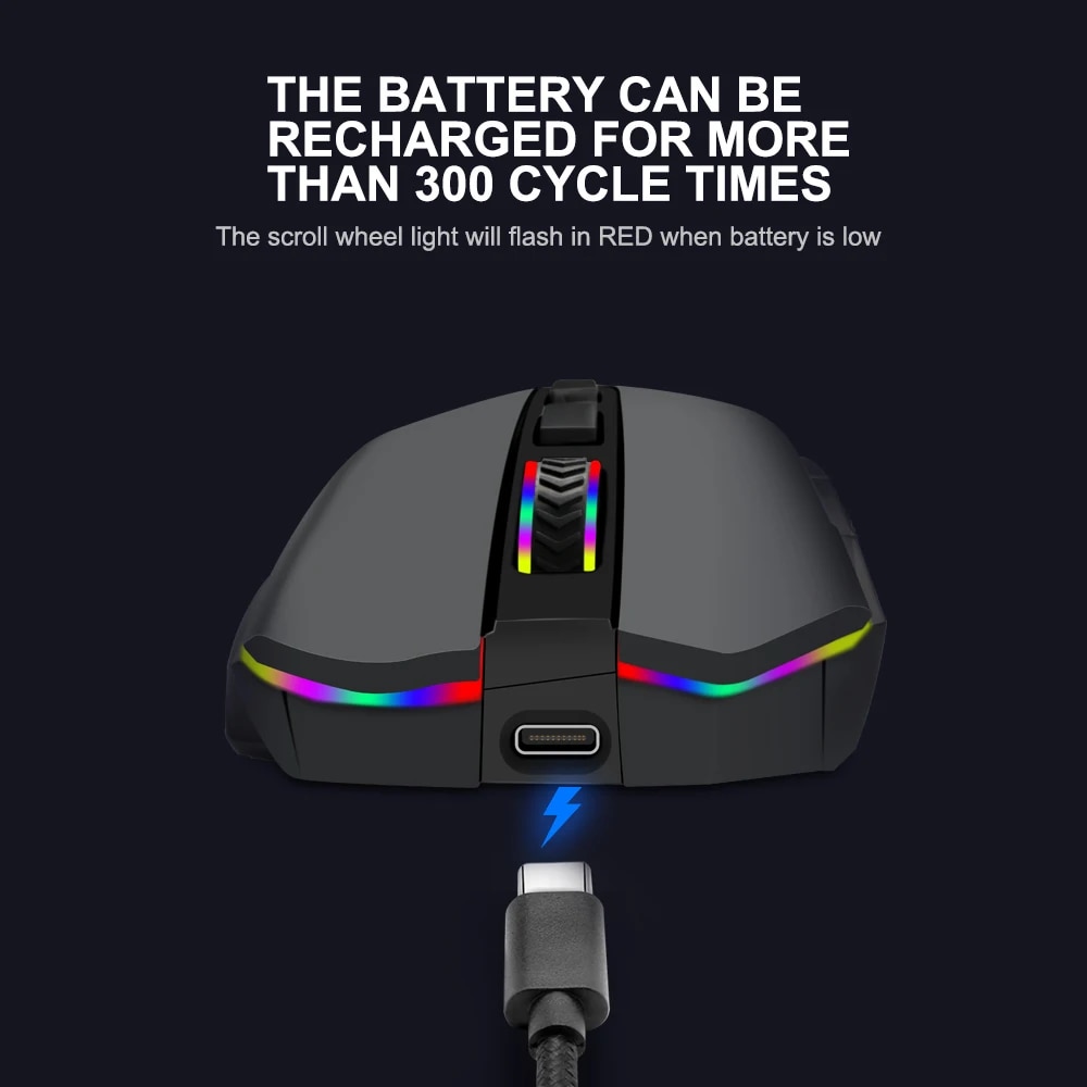 REDRAGON Griffin M602 KS RGB USB 2.4G Wireless Gaming Mouse 8000 DPI 8 buttons Programmable ergonomic for gamer Mice laptop PC. 