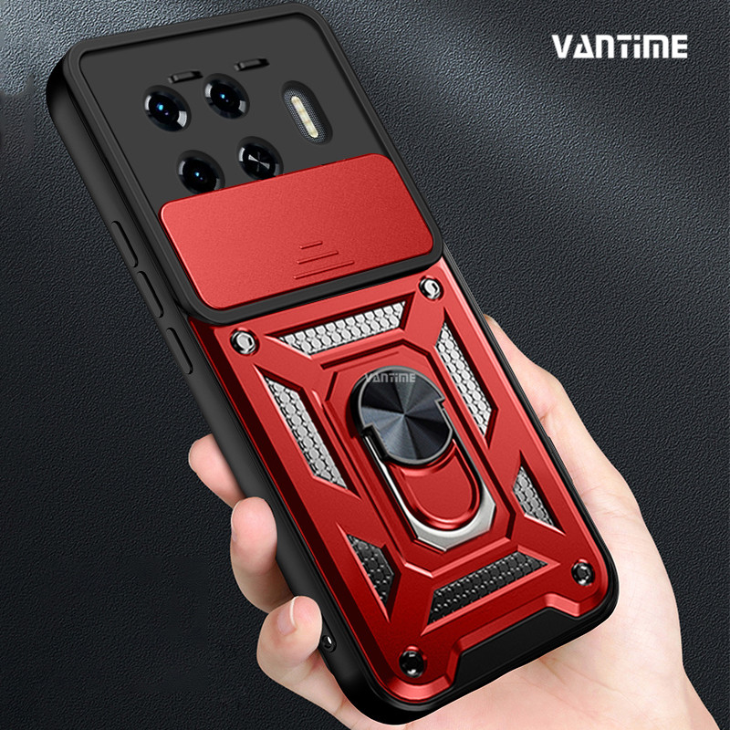Vantime for Tecno Spark 20 Pro+ Plus 4G Case Hard Sliding Lens Protect Stand Holder Back Cover