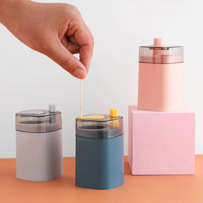 Automatic Toothpick Box Wheat Straw Toothpick Holder Container Portable Pop-up Toothpick Dispenser Storage Box