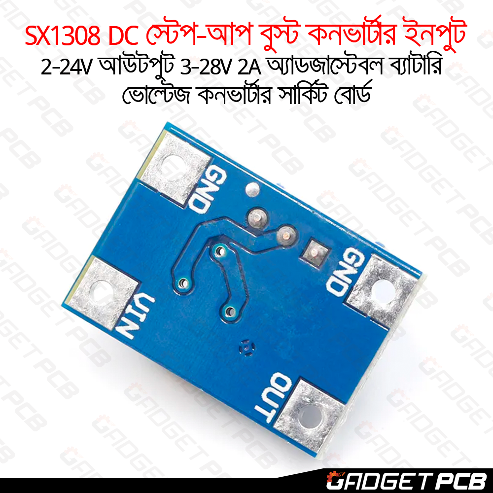 SX1308 DC-DC Step-up Boost Converter Module Input 2-24V Output 3-28V 2A Adjustable potentiometer battery Voltage Converter Circuit Board. 