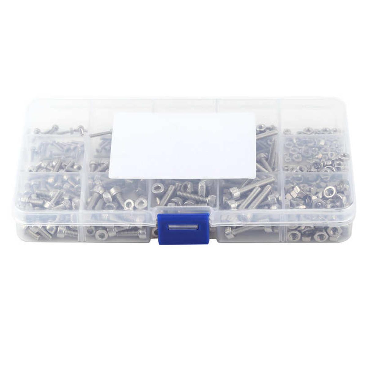 480pcs M2 M3 M4 Metric Hex Socket Head Cap Screw Bolts Nuts Assorted Box Kit Set