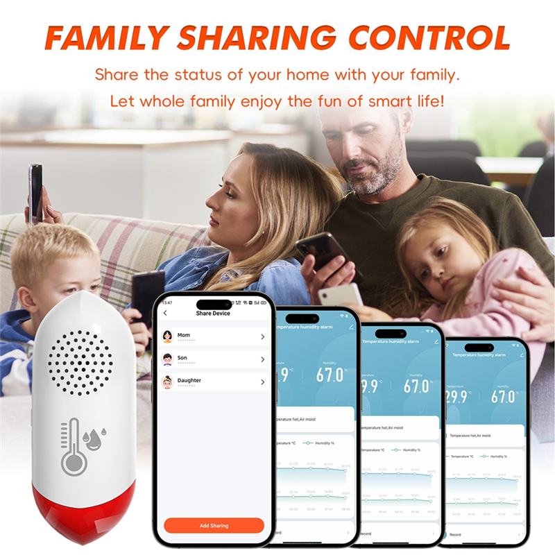 WIFI Temperature and Humidity Sensor Furnishing Temperature and Humidity Detector Intelligent Temperature Humidity Alarm. 