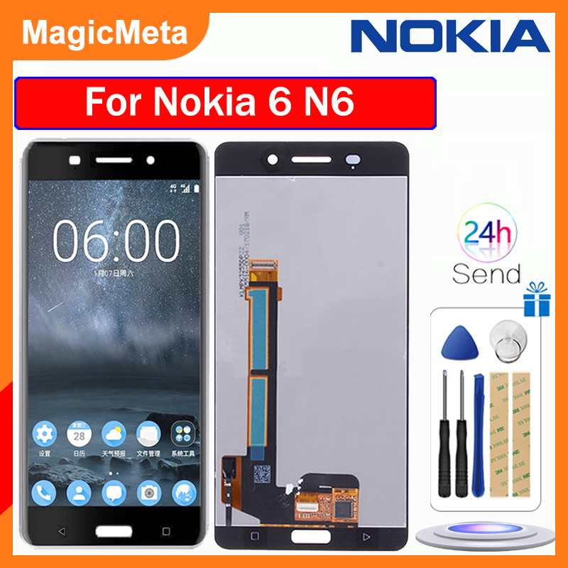 MagicMeta For Nokia 6 N6 TA-1021 LCD Display Touch Screen Digitizer Assembly Replacement Parts For Nokia6 TA-1033 TA-1025 5.5" Screen. 