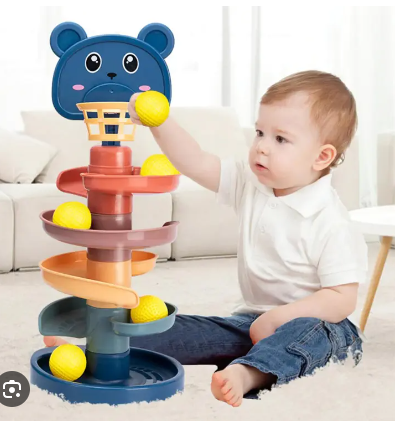 4 Layer Ball Drop Roll Swirling Tower Toddler Baby Development Educational Toy Bright colors interactive sounds intricate shapes - Baby Toys - Baby Toys
