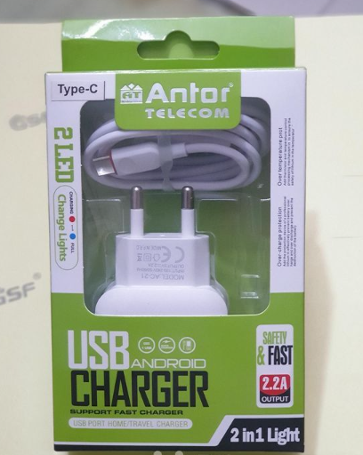 Antor 2.1A Android  USB Charger (Type-C). 