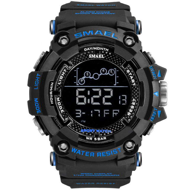 SMAEL Mens Watch Military Water Resistant Sport Watches Army Big Dial Led Digital Wristwatches Stopwatches for Male 1802 Clock