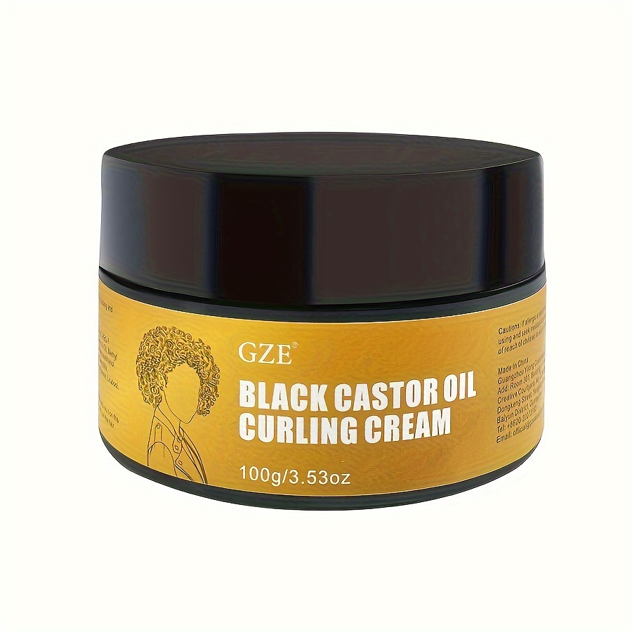 GZE Black Castor Oil Curl Defining Cream Non-stick Hydrates eliminates frizz, Hair-Smoothing Anti-Frizz Cream to Define. 