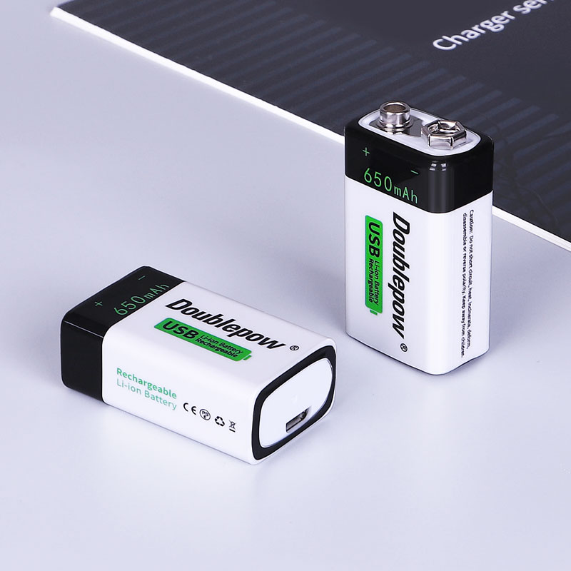 USB 9 Volt 650mAh USB 9v Rechargeable Lithium Battery for Multimeter Smoke detectors and other uses. 