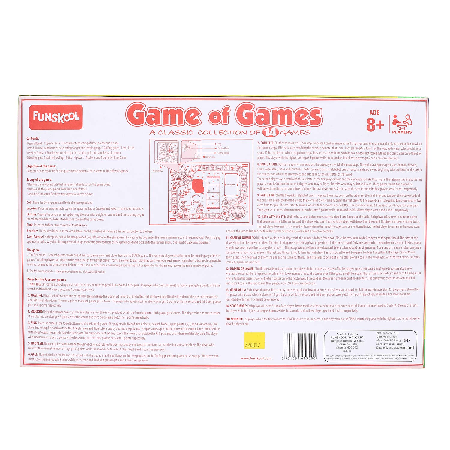 Funskool Game of Games Board Game Multiplayer Indoor Games A collection of 14 Games. 