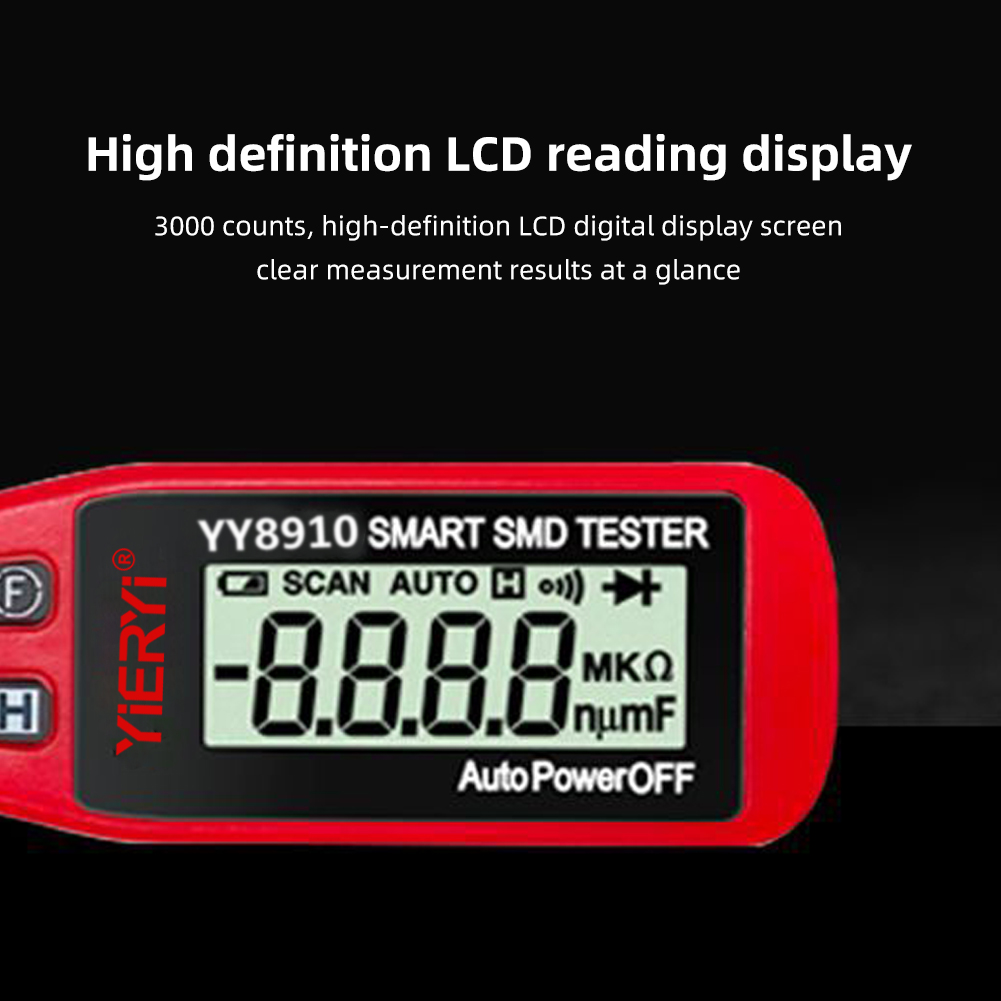 Yieryi Smart SMD Tester Electrical Multimeter Resistance Capacitance Continuity Diode Test Meter SMD Component Tester. 