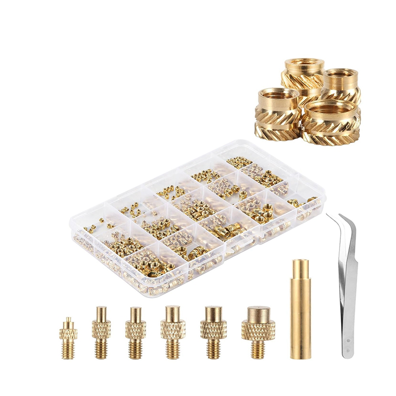 407pcs Brass Threaded Inserts for 3D Printing,M2 M2.5 M3 M 4 M5 M6 Female Thread Metric Knurled Nuts Threaded Heat Set Easy to Use